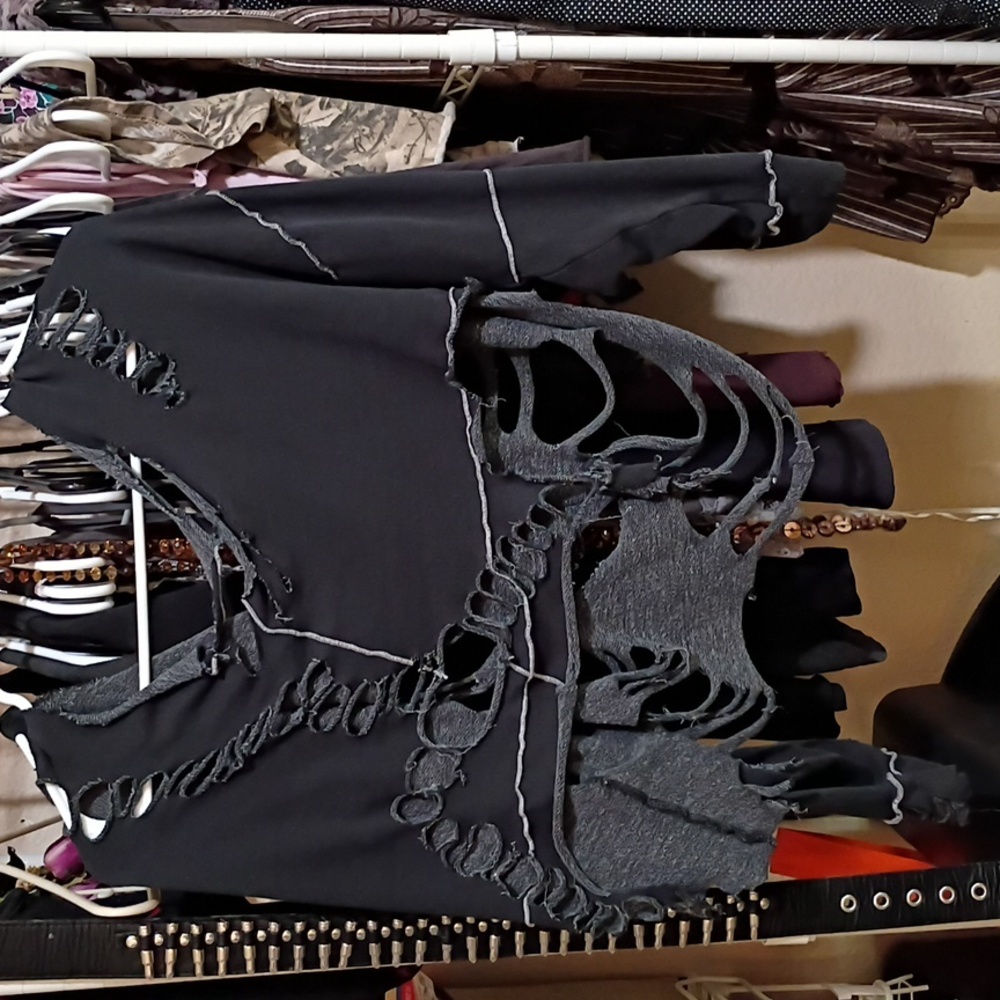 Disressed Black Pullover